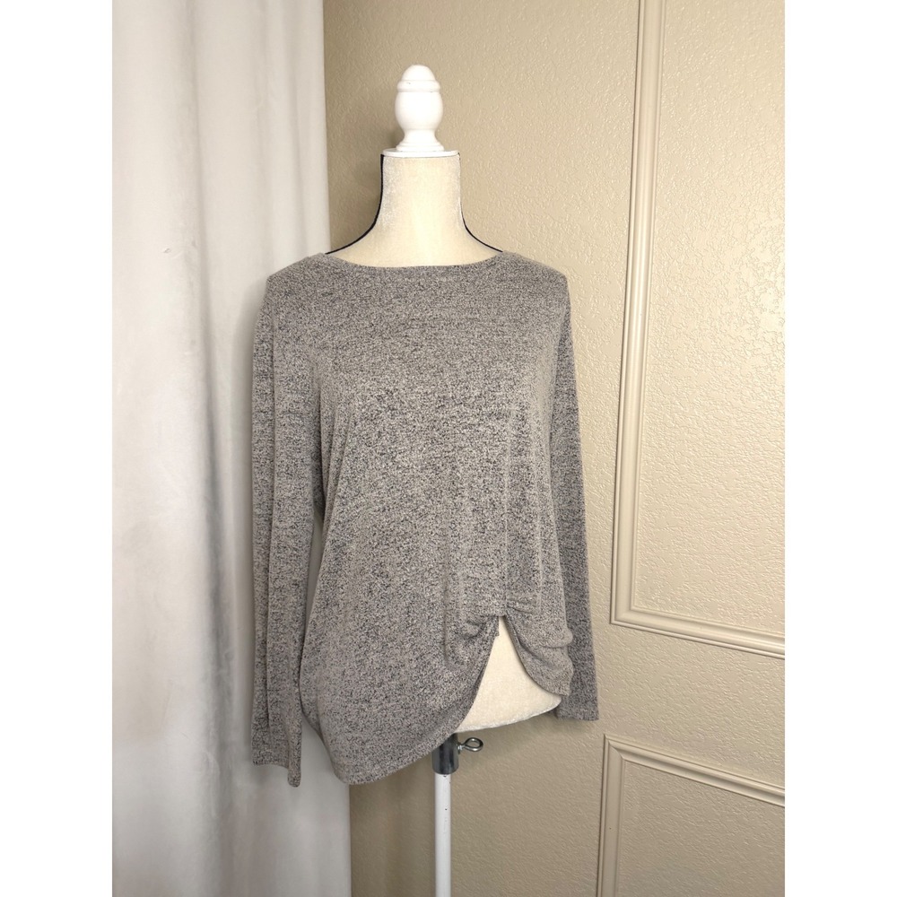 Green Envelope Grey Marl Twist Front Long Sleeve Knit Top Size‎ L